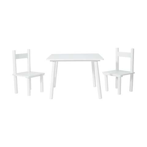 3 Piece Table and Chair Set - White 