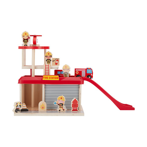 wooden fire station toy