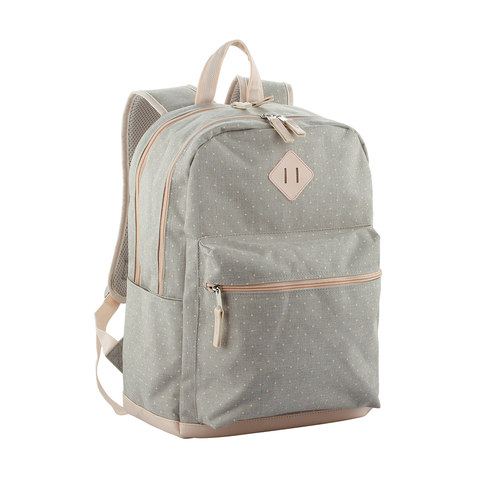 gray and pink backpack