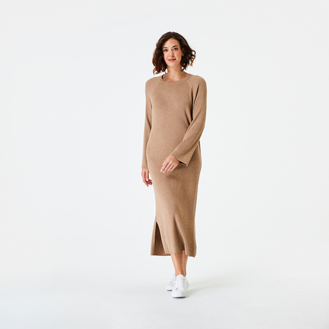 ribbed midi dress long sleeve