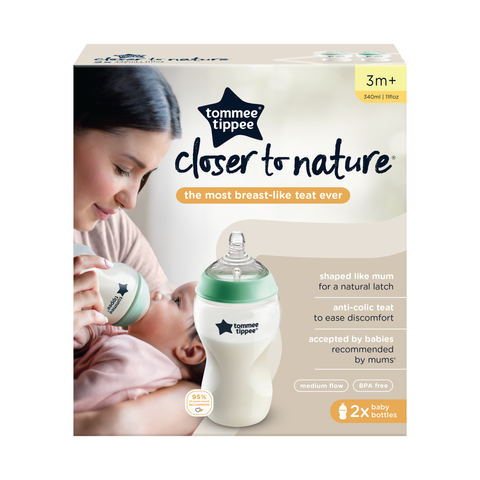 Tommee Tippee 340ml Closer To Nature Baby Feeding Bottle Set Of