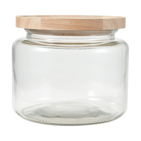 2L Glass Jar with Wood Lid - Kmart NZ