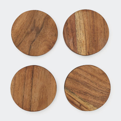 Set of 4 Acacia Wood Coasters - Kmart NZ